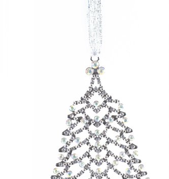 Iridescent Crystal Silver Tree Ornament