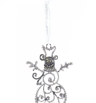 Silver Crystal Swirl Snowman Ornament