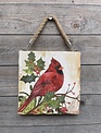 Hanging Wooden Cardinal Art
