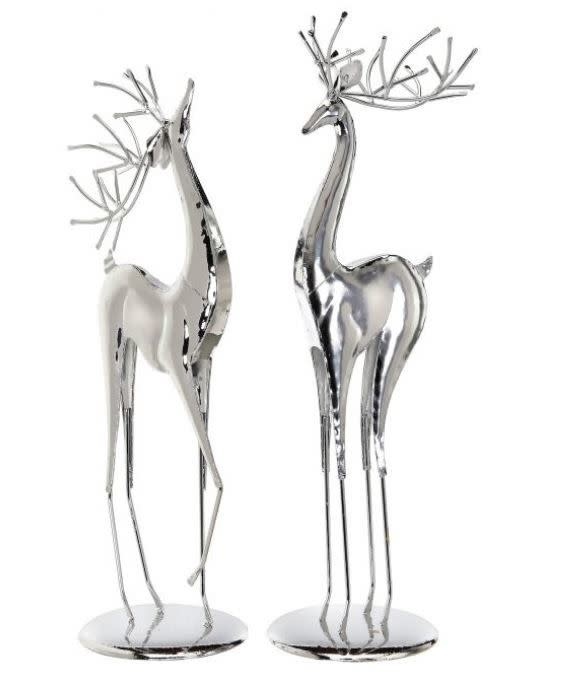 Set of 2 Contemporary Silver Deer