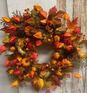 Mixed Chinese Lantern Wreath