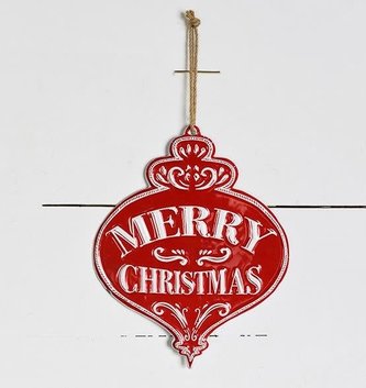 Merry Christmas Tin Ornament Sign