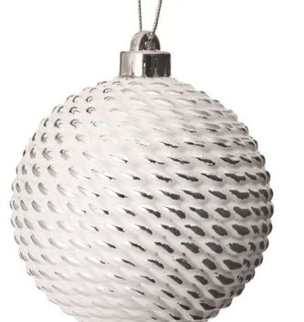 Whitewashed Woven Ball Ornament