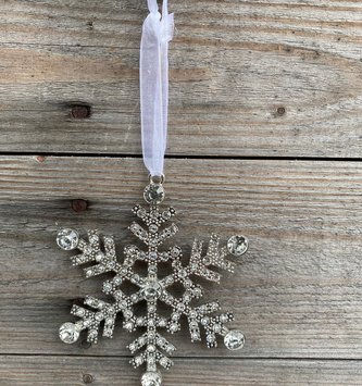 Silver Rhinestone Snowflake Ornament