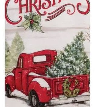 Merry Christmas Vintage Truck Tea Towel