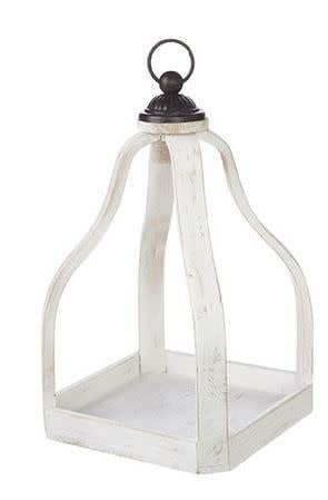 Whitewashed Wooden Open Lantern (2-Sizes)