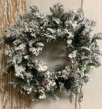 30'' Pre-Lit Flocked Balsam Pine Wreath