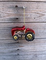 Red Glass Tractor Ornament