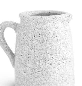 Crackle White Stoneware Pitcher (2-sizes)