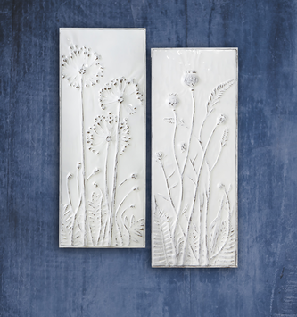 Set of 2 Floral Enamel Vertical Wall Art