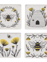 Set of 4 Floral Bee Coasters