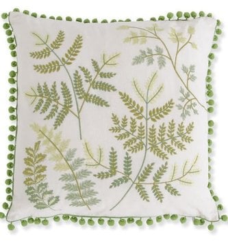 Square Embroidered Fern Pillow