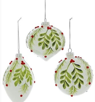 Glass Berry Leaf Ornament (4-Styles)