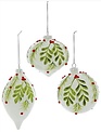 Glass Berry Leaf Ornament (3-Styles)