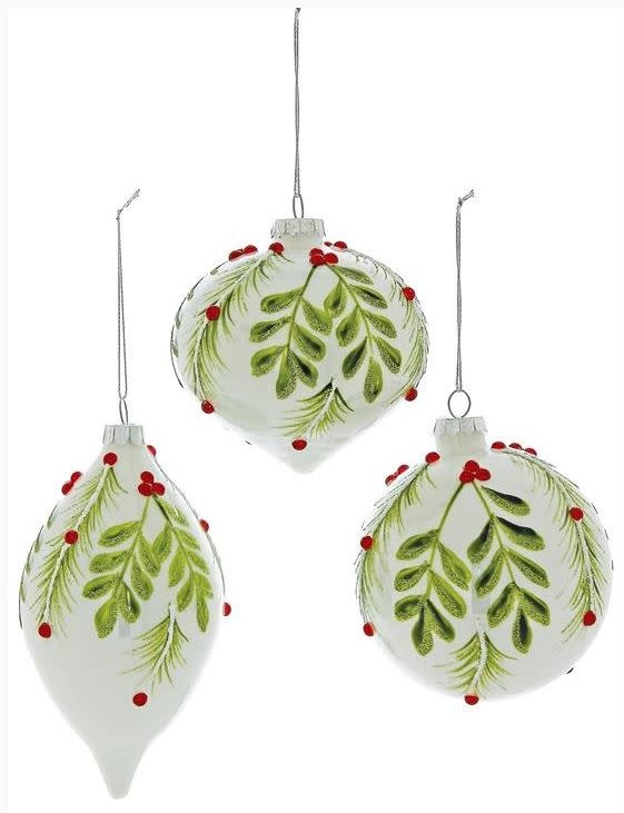 Glass Berry Leaf Ornament (4-Styles)