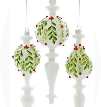 Glass Berry Leaf Finial Ornament (3-Styles)