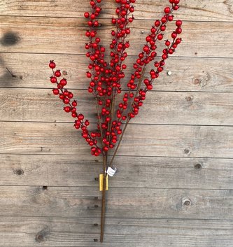 Weather Resistant Red Berry Cluster Branch  DS-11