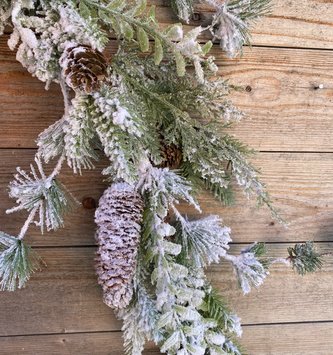 6-ft Mixed Snowpine Cone Garland