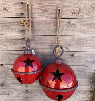 Red Cut-Out Star Metal Jingle Bell (2-Sizes)