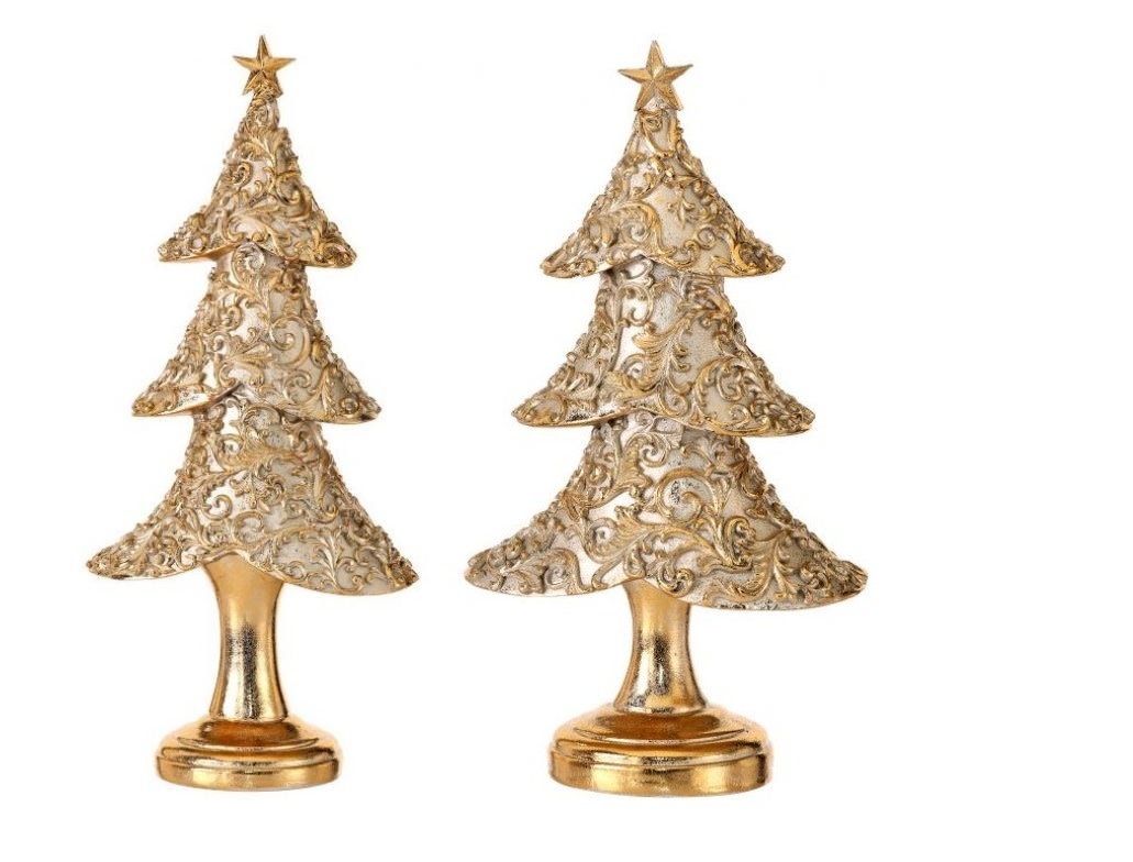 Set of 2 Old World Golden Trees Shop Holiday Decor FAST SHIPPING