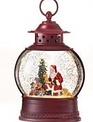 LED Red Oval Santa Snow Globe Lantern