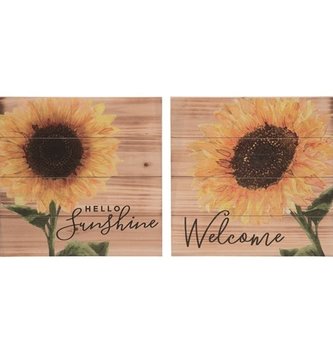 Wooden Slatted Sunflower Wall Art (2-Styles)