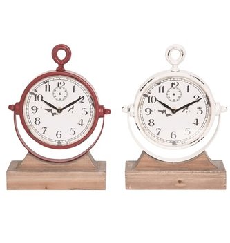 Rustic Clock on Wooden Stand (2-Colors)