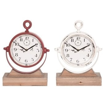 Rustic Clock on Wooden Stand (2-Colors)