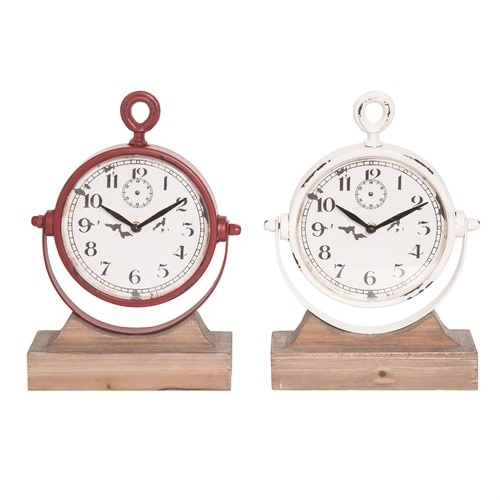 Rustic Clock on Wooden Stand (2-Colors)