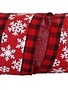 4'' x 10YD Buffalo Plaid Snowflake Ribbon