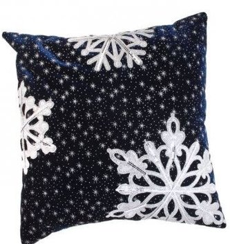 Velvet Midnight Snowflake Pillow