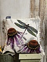 Square Botanical Dragonfly Floral Pillow