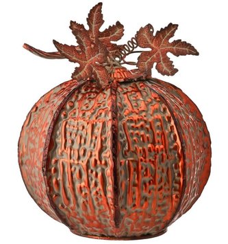 Metal Antiqued Pumpkin w/ Vine (2-Sizes)