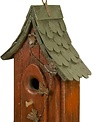Scalloped Roof Metal Vine Birdhouse