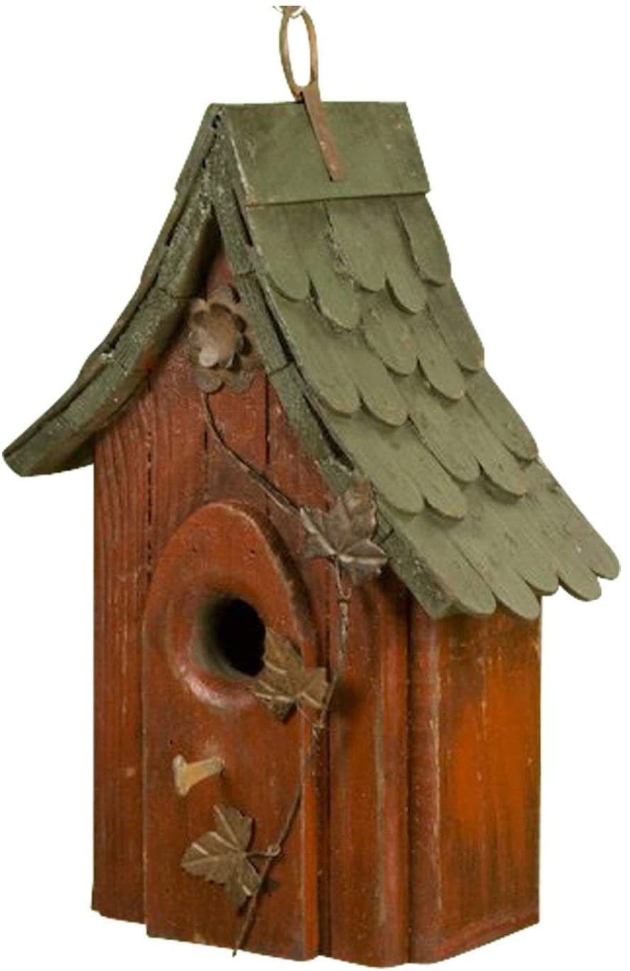 Scalloped Roof Metal Vine Birdhouse