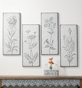 Galvanized Floral Wall Art (4-Styles)