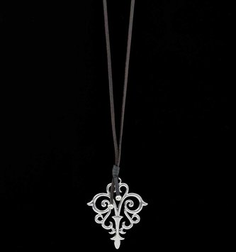 Gray Leather Scroll Necklace