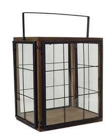 Wood & Metal Window Pane Lantern (2-sizes)