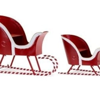 Candy Cane Metal Santa Sleigh (2-sizes)