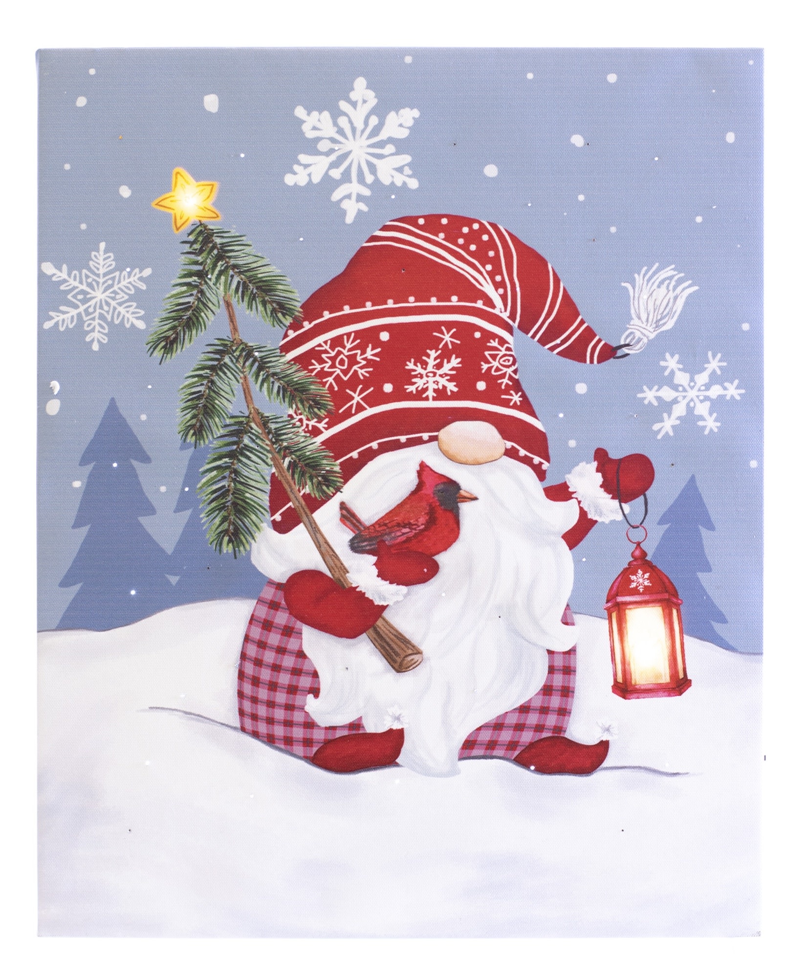 LED Tabletop Christmas Gnome with Lantern Canvas