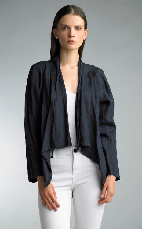 Tempo Paris Short Crop Linen Jacket (4-Colors) (4-Sizes)