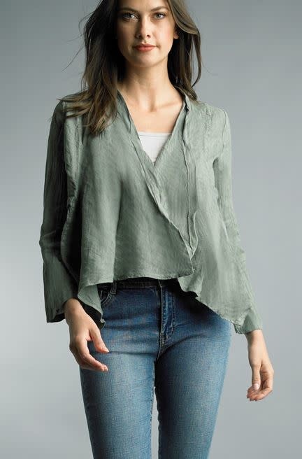 Tempo Paris Short Crop Linen Jacket (4-Colors) (4-Sizes)