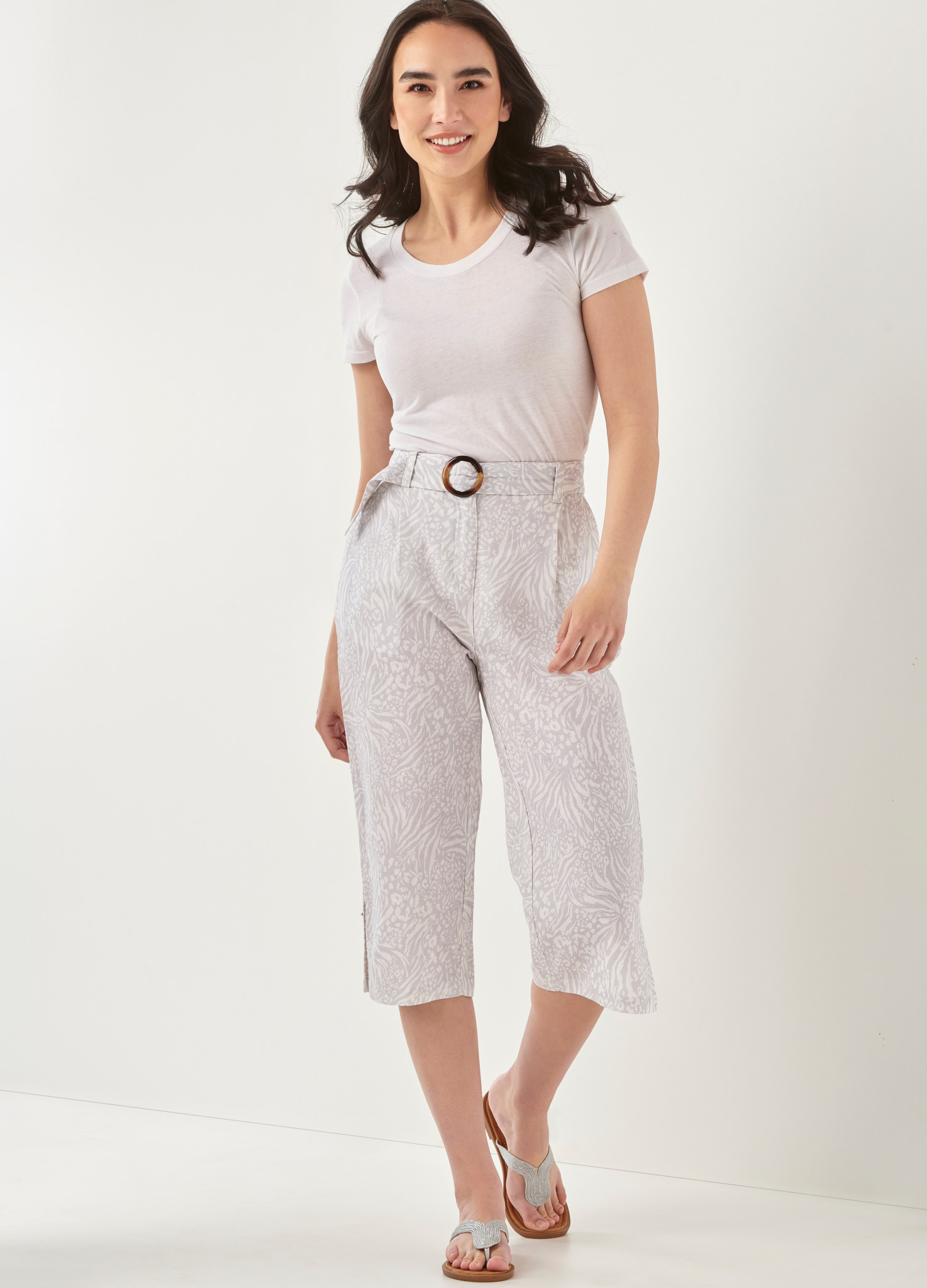 Linen/Viscose Pocket Capris Pants