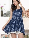 Navy Flowy Tiered Ruffle Floral Tunic