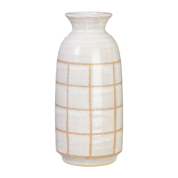 10" Whitewashed Plaid Vase