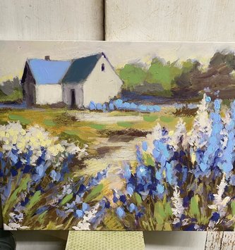 Lavender Field w/ Barn Canvas Wall Art