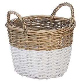 Two-Tone Round Wicker Basket (3-Sizes)