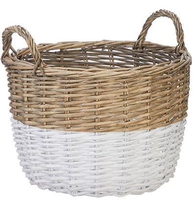 Two-Tone Round Wicker Basket (3-Sizes)