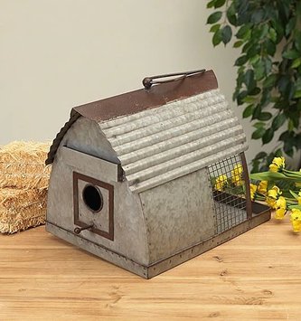 Metal Hanging Barn Birdfeeder Birdhouse