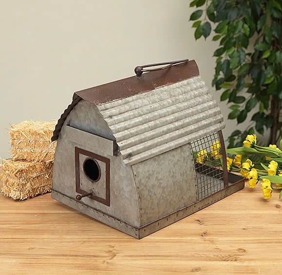 Metal Hanging Barn Birdfeeder Birdhouse